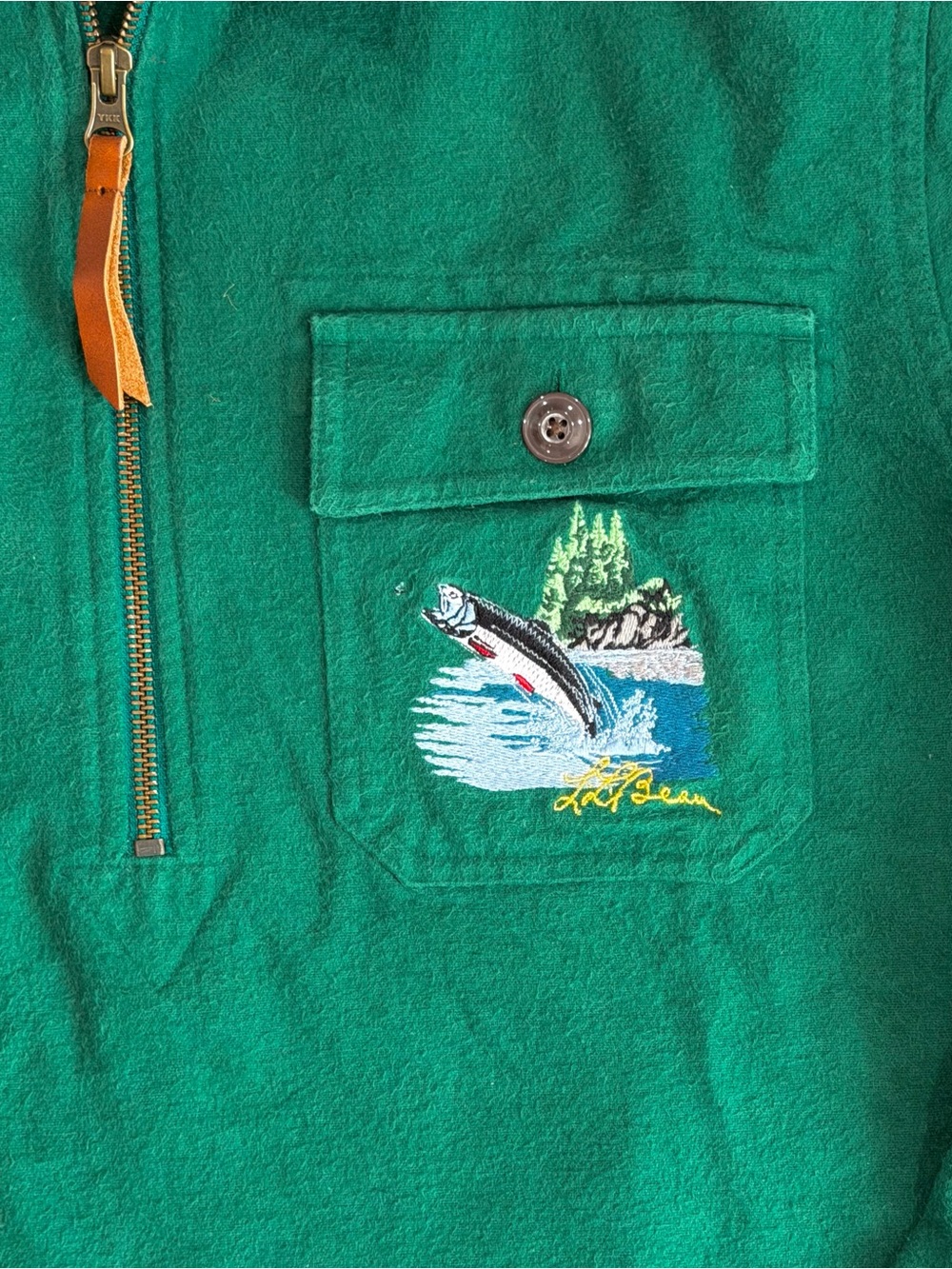 L.L. Bean Men’s Green Half-Zip Sweater with Pocket Embroidery - Picture 2 of 4